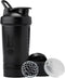 BlenderBottle Shaker Bottle with Pill Organizer and Storage for Protein Powder, ProStak System, 22 Ounce, Midnight Black...