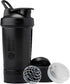 BlenderBottle Shaker Bottle with Pill Organizer and Storage for Protein Powder, ProStak System, 22 Ounce, Midnight Black...