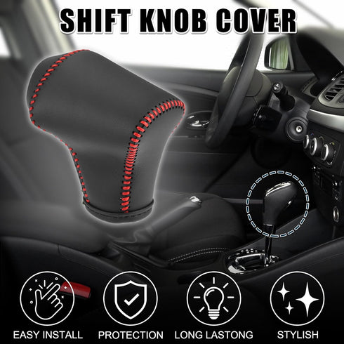 Gear Shift Knob Cover for Kia Rio 4 K2 Sportage Ql kx5 Optima K5 NIRO 2017 2018 2019 with Red Stitches Durable | Transmission Shifter Boot Lever C...