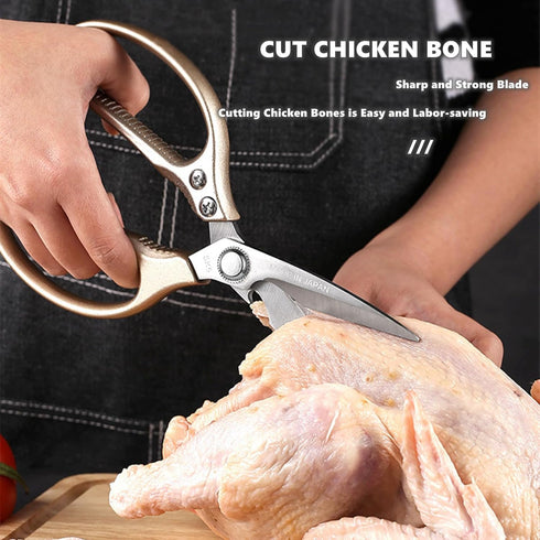 Kitchen Scissors Stainless Steel Multi Function Food Shears with Nutcracker Bottle Opener Ultra Sharp Utility Kitchen Scissor with Fish Scale Scra...