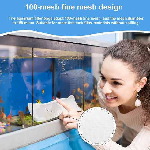 10 Pieces Small Aquarium Filter Bags with Zipper 3 x 8 Inch Fine Filter Media Bags 150 Micra Mesh Bags Reusable Fish Tank Charcoal Filter Bag for ...