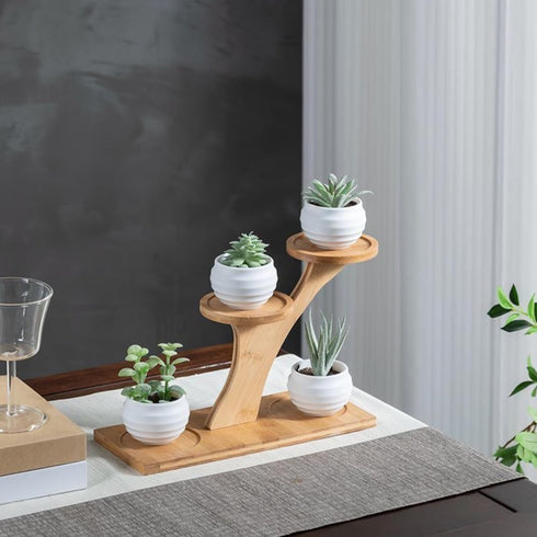 Window Sill Plant Shelf?Desk Desktop Bamboo Plant Stand?Table Succulent Plant Stand for Home, Office, Living Room, Bedroom Decoration...