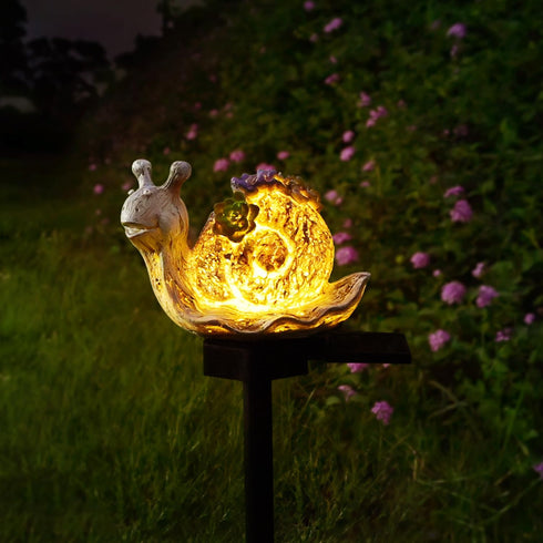 Decorative Garden Snail Statue Outdoor Decor Solar Light Figure Yard Decorations Sculpture Solar Powered Lawn ornament Resin Cute Sanil Figurine...