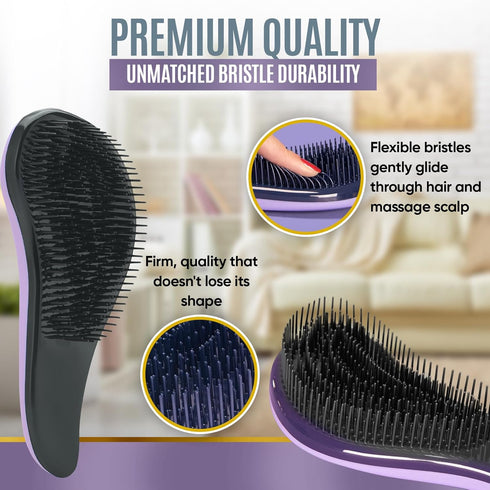 Detangling Hair Brush For Kids And Adults, Gentle Hair Care Brushes With Soft Flexible Bristles For Straight, Natural, Curly, Dry, Or Wet Styling,...
