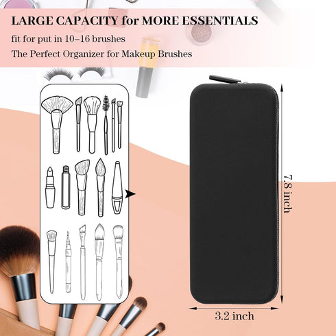 Sakolla Travel Makeup Brush Holder, Silicone Makeup Brush Bag with Zipper Closure, Makeup Brushes Organizer Case Washable Makeup Pouch Holder Case...