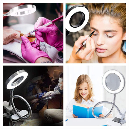 Clip on Lamp Pinkiou Desk Lamp with Clamp for Night Reading Nail Art Makeup Salon LED USB Book Light Clip Clamp Lamp 360°Flexible Gooseneck Bed La...