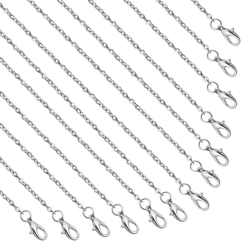 Lemonkey 24 Pack Necklace Chains Bulk,Silver Plated DIY Cable Link Chains for Jewelry Making 16 Inches...