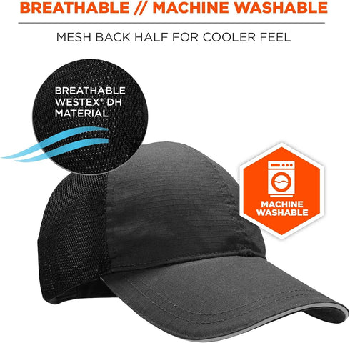 Ergodyne unisex adult Hat Only Baseball Cap Bump Cap Insert, Black...