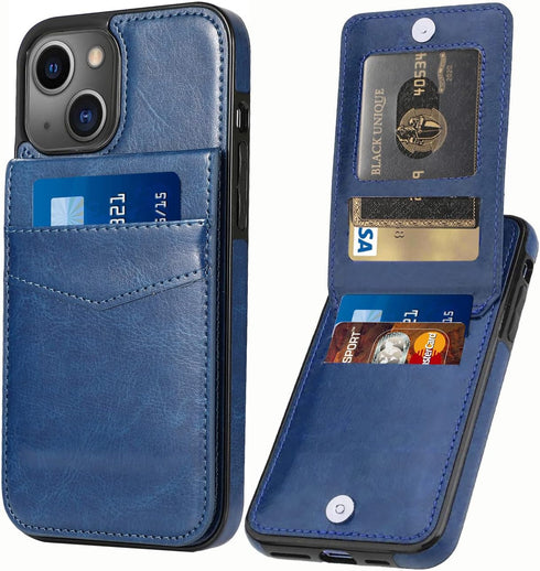 iPhone 13 Wallet Case with Credit Card Holder for Women Men PU Leather Wallet Case for iPhone 13 Case 6.1 inch (Blue)...