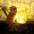 Solar Garden Statue Decor,Owl Standing On The Stone,Beside A Cracked Glass Ball with Warm Light,Polyresin for Patio, Lawn, Yard Art Decoration, Ho...