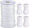 Hestya 1.8 mm White Braided Lift Shade Cord 55 Yards/roll with 4 Pieces Wood Pendant for Aluminum Blind Shade, Gardening Plant and Crafts (White)...
