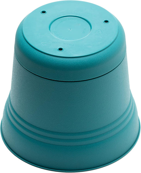 Bloem Saturn Round Planter with Saucer Tray: 10" - Bermuda Teal - Durable Plastic Pot, Matte Finish, Removable Saucer, for Indoor & Outdoor Use, G...