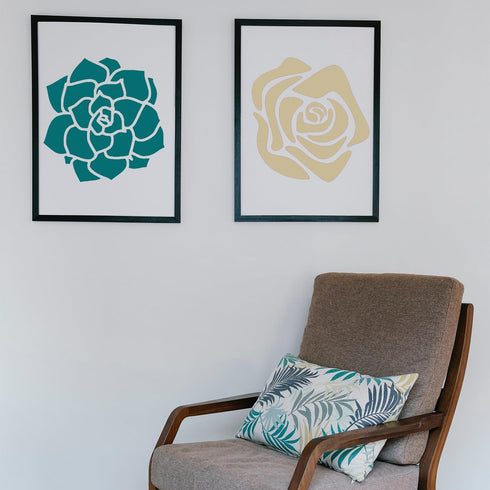 HELLATHUN 6pcs Reusable Large Flower Stencil (12x12 Inches), Sunflower Stencil, Rose Stencil, Dahlia Stencil, Floral Stencil for Painting on Furni...