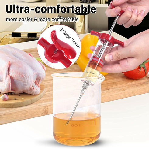 Meat Injector Syringe - 3 Marinade Injector Needles for BBQ Grill, Premium Portable Turkey Injector kit for Smoker,Marinades Injector for Meats Wi...