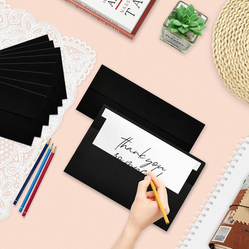 50 Pack #10 Business Envelopes, Black Standard Envelopes Self Seal, Letter Size Business Mailing Envelopes for Checks Letters Invoices Statements ...