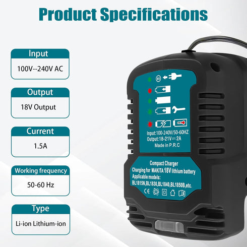 Replacement Mini Charger for Makita 18V Battery,2A Battery Adapter for Makita 18V Lithium-Ion Tools Battery Power Charger (Battery Not Included)...