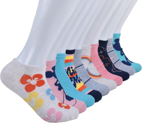 Disney Women's No Show 10-Pack Sock, Retro, 9-11...
