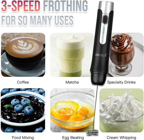 Hand held Frother Wand, Electric Milk Frother Matcha Whisk, Coffee Stirrers Electric mini whisk, 3-speed Hand frother, Drink mixer, Egg whisk, Ide...