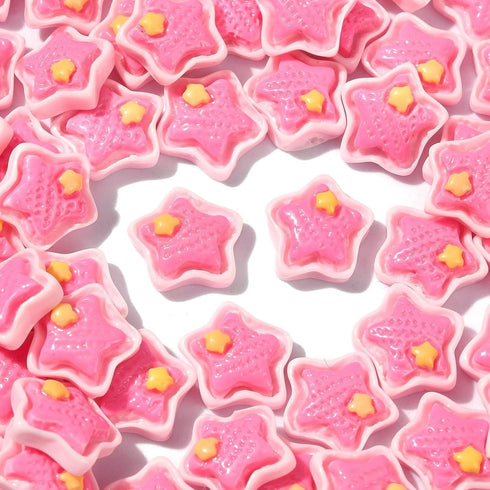 DanLingJewelry 100Pcs Pink 10mm Star Resin Cabochons Mini Flatback Nail Embellishments for DIY Art Jewelry Making Supplies...