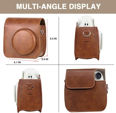 CAIYOULE Case for Fujifilm Instax Mini 7+/7s/7c Instant Film Camera Protective Bag with Adjustable Shoulder Straps(No Camera)-Brown...