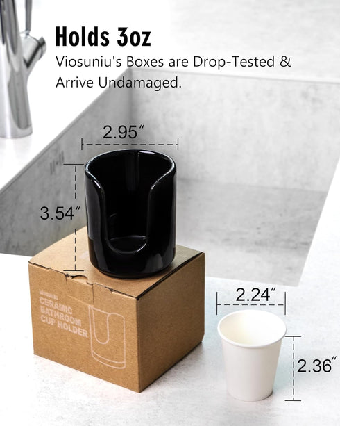 3 oz Original Ceramic Bathroom Cup Dispenser with 5 PLA Paper Cups, Bathroom Essential Accessories for Mouthwash Cup Holder on Bathroom Vanity Cou...