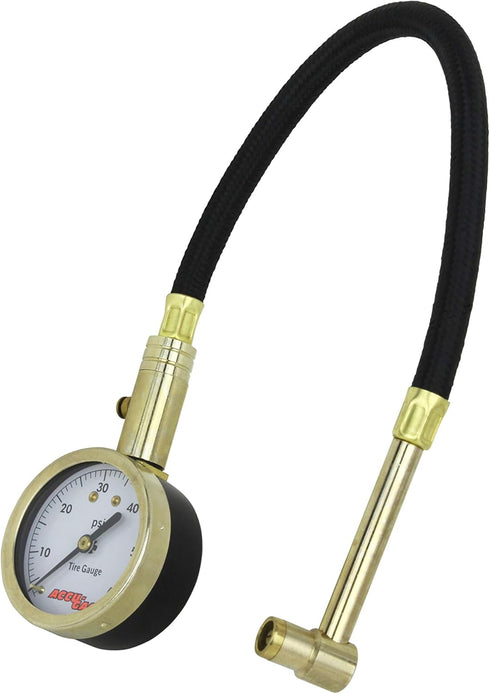 Accu-Gage RA60X (5-60 PSI) Right Angle Chuck Dial Tire Pressure Gauge with Hose, standard valve...