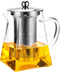 Glass Teapot with infuser, Tea Infusers for Loose Tea, Small Loose Leaf Tea pot, Heat resistant, Ideal for Tea Parties and Stovetop Brewing?600ml...