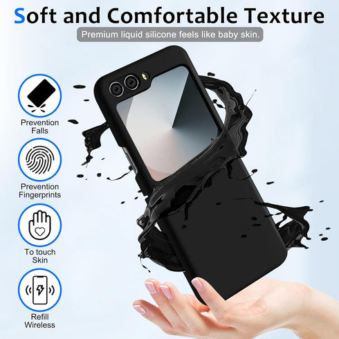 Z Flip 6 Liquid Silicone Case for Samsung Galaxy Z Flip6 5G, Slim Case for Women, Soft Gel Rubber Ultra Thin Cases Silky Touch Anti-Scratch Shockp...