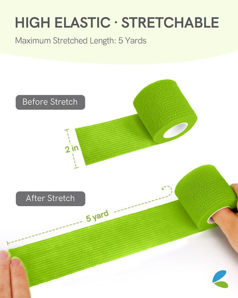 FriCARE Self Adhesive Bandage Wrap, Medical Tape in First Aid Kit, Cohesive Bandages for Wounds Sport Vet, 2 Inches X 5 Yards 6 Rolls, Rainbow...