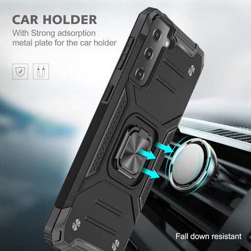 YmhxcY for Galaxy S21 5G Case with 3D Curved Screen Protector,Armor Grade Case with Rotating Holder Kickstand Non-Slip Hybrid Rugged Phone Case fo...