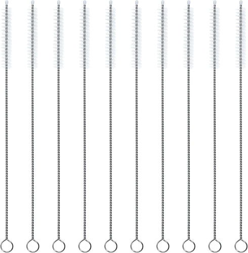 Straw Cleaner Brush, Extra Long Nylon Bristles and Stainless Steel Handle Cleaning Brushes for Washing Glass Silicone Metal Straws Tea Pot Spout B...