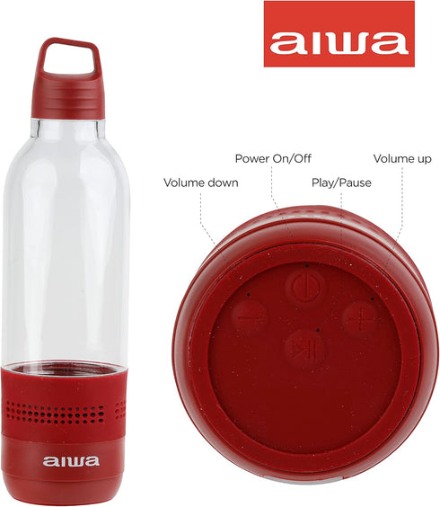 Aiwa Water Bottle with Speaker and Earphone Bundle - 400ml Water Bottle with 4 Hour Playtime and Wireless Sports Earphones with Integrated Mic, 10...
