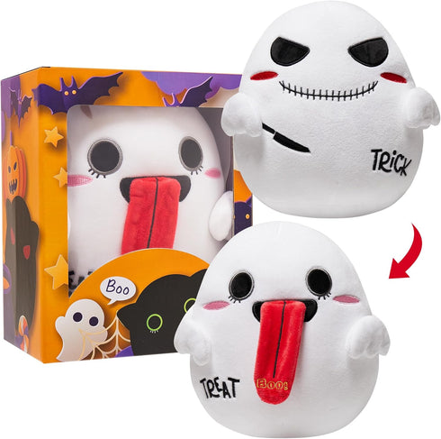 Halloween Ghost Plush Pillow - Cuddly Double-sided Ghostface Plush Doll,Trick or Treat, 9.4"Soft Ghost Stuffed Animal Toy Gifts for Boys Girls,Hal...