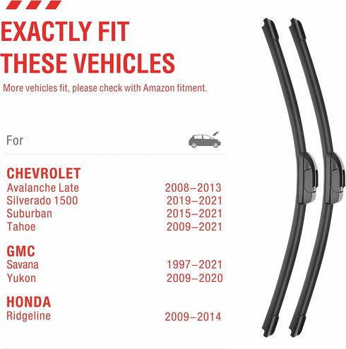 OEM Quality Performance Premium 22 wiper blades 2 pack,All-Season Auto Replacement Windshield Wiper Blades,Fit Chevrolet Impala 2013-2006 GMC Yuko...