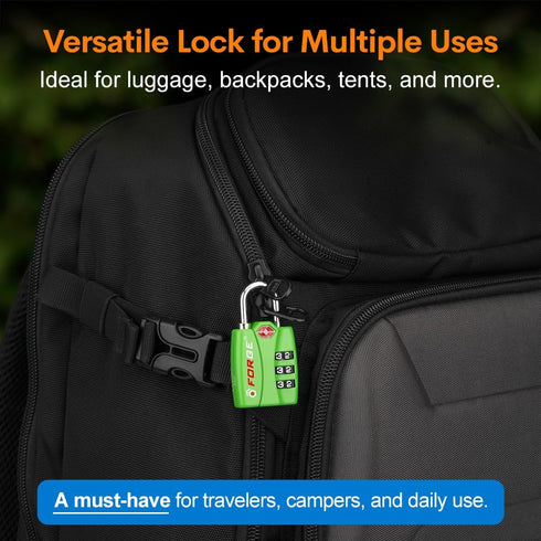 Forge TSA Luggage Combination Lock - Open Alert Indicator, Easy Read Dials, Alloy Body- Ideal for Travel, Lockers, Bags (Green 2Pk)...