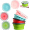 4 Pcs Camping Bowl with Lid Collapsible Silicone Bowl Lunch Box Salad Bowl Expandable Food Storage Container Set Folding Travel Bowl for Hiking He...