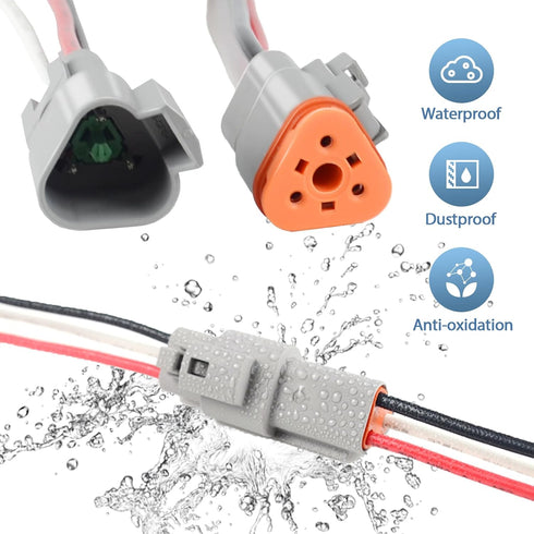 6 Kit Deutsch DT 3 pin Grey Male Female Wiring Harness Deutsch Pigtail 3 Wire Way Waterproof Automotive Electrical Connector 16 AWG with 36 Heat S...