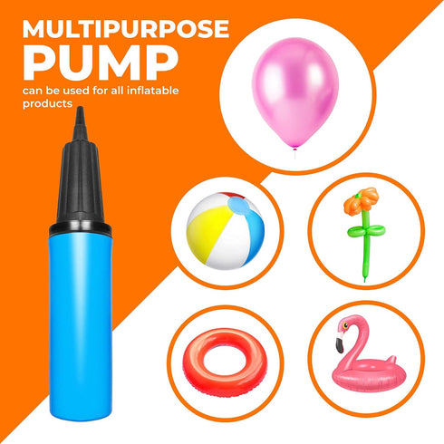 Hand Air Pump for Balloons - 9" Portable Manual Balloon Pump, Mini Hand Pump for Inflatables, Pool Floats, Party Garlands, Exercise and Yoga Balls...