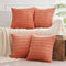 MIULEE Pack of 4 Coral Corduroy Decorative Throw Pillow Covers 20x20 Inch Soft Boho Striped Pillow Covers Modern Farmhouse Home Decor for Sofa Liv...