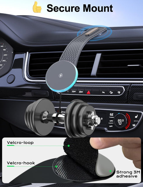 for MagSafe Car Mount Charger, DIY Flexible Dashboard Magnetic Wireless Car Charger, 15W Fast Charging for MagSafe Car Charger, Magnetic Car Phone...