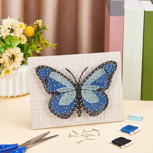 WEBEEDY DIY String Art Kit Blue Butterfly Craft Kit Creative Craft Kits 3D String Art Supplies for Girls Boys Adult Gifts Home Wall Table Decorati...