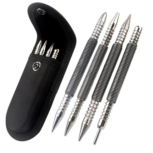 Spring Nail Set,Dual Head Nail Setter,4pcs Hammerless Door Hinge Pin Removal Tool,Striking Force Spring Loaded Nail Punch?1/8-in, 3/32-in, 3/16-in...