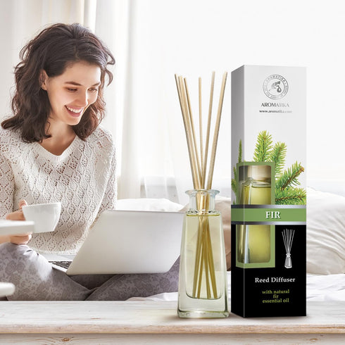 Pine Reed Diffuser 3.4 Fl Oz - Fresh & Long Lasting Coniferous Aroma - Pine Scented Diffuser - Home - Gift Set for Aromatherapy - Great Room Air F...