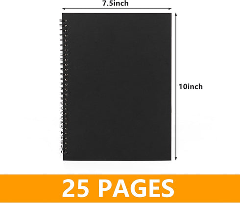 2 Pack College Ruled Notebook, Soft Black Cover Spiral Notebook, Memo Notepad Sketchbook, Students Office Business Diary Spiral Book Journal, 50 P...