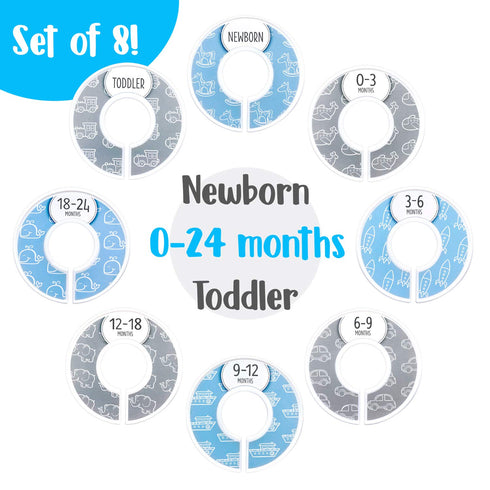 Baby Closet Dividers (Baby Blue) by Eli with Love – Set of 8 Baby Closet Size Dividers for Boys – Ideal Baby Clothes Dividers for Closet – Helps O...