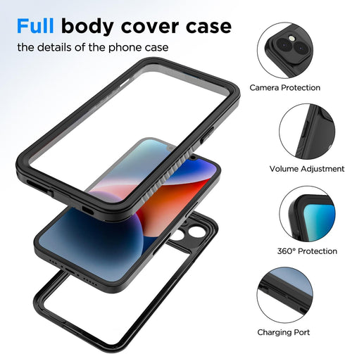 for iPhone 14 Case, iPhone 14 Waterproof Case with Built-in Screen Protector, Full Body Heavy Duty Phone Case Dustproof Shockproof Case Cover for ...