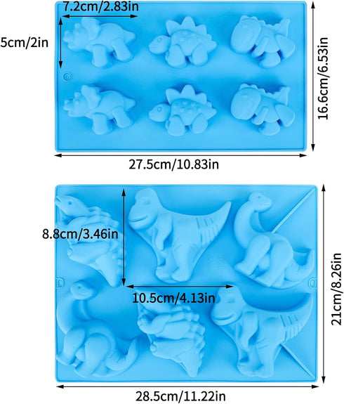 Beasea Dinosaur Soap Mold, 2 Pack 3D Silicone Mat Mini Chocolate Cake Fondant Candy Cookie Baking Making Clay Ice DIY Hard Resin Gummy Cube Tray S...