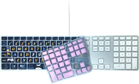 Silicone Keyboard Cover Skin for Apple iMac Keyboard with Numeric Keypad Wired USB MB110LL/B(Model: A1243), Cute Print, US Layout, Cat...