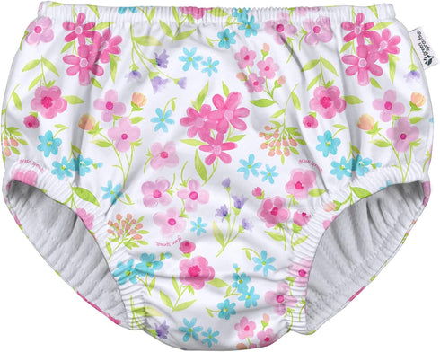 green sprouts Pull-up Reusable Absorbent Swimsuit Diaper - White Flower Bouquet - 3T...