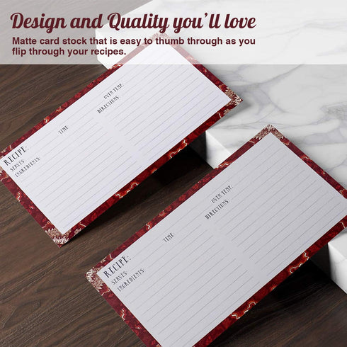 Ring Binder Depot, Recipe Cards Lined with Maroon and White Design 4 inch X 6 inch on Premium Thick Card Stock Great Gift for Amateurs or Experien...